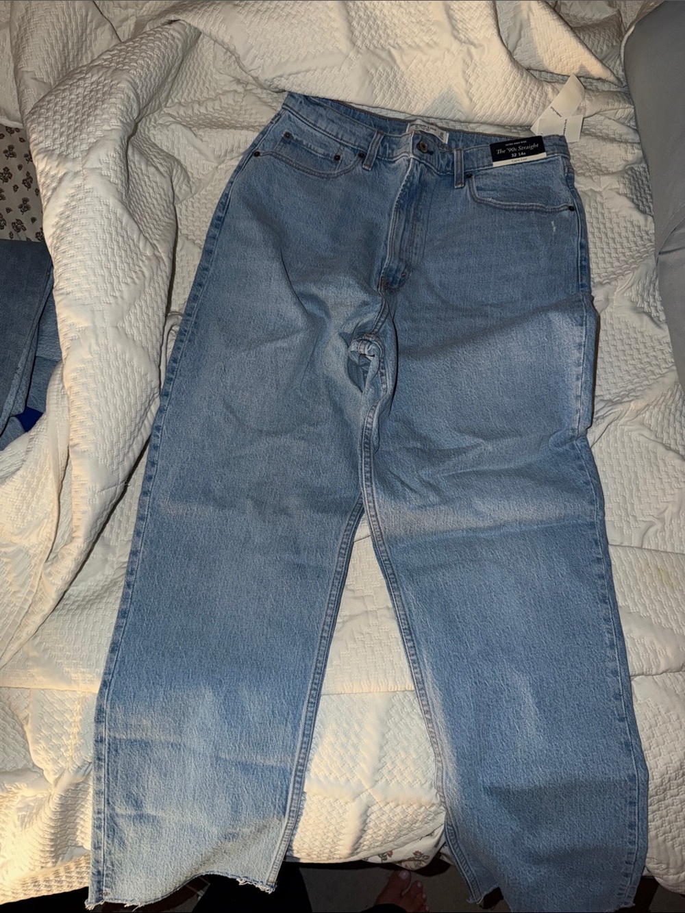 Abercrombie & Fitch Women's Light Blue Straight Leg Jeans